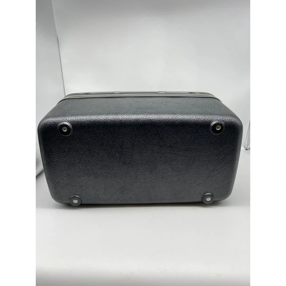 VTG Samsonite Train Case Charcoal Gray Hard Shell Vintage Cosmetics Mirror Key